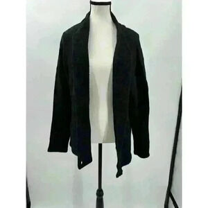 Lauren Ralph Lauren Women's‎ 1X Black 100% Lambswool Waffle Knit Cardigan Jacket
